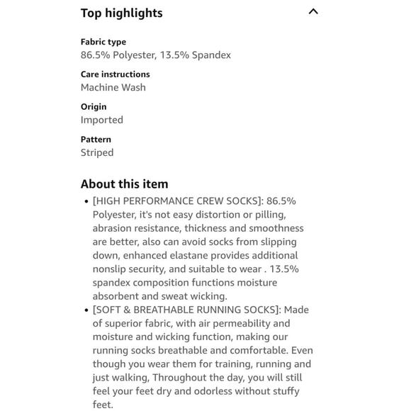 Airacker Athletic Socks Calf Performance Cushioned Breathable Crew 6 Pairs S6 - Picture 7 of 8